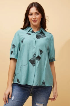 JACQUELINE ABSTRACT PRINT SHIRT -Printedcarpetus be4693673a250c50f89f1c11267379d8