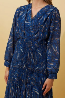 ZANETTA ABSTRACT PRINT TIERED PLEATED MIDI DRESS -Printedcarpetus bec461c278683a40bc7d8b923f0b7ee0