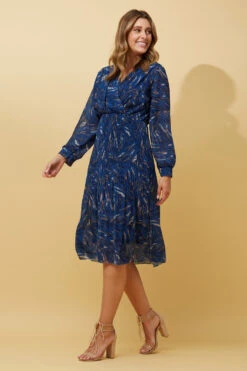 ZANETTA ABSTRACT PRINT TIERED PLEATED MIDI DRESS -Printedcarpetus c06dbba19d44cef8001aa47f298839bd