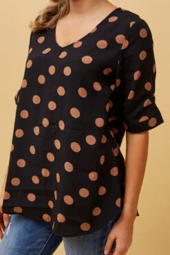 KENDRA POLKA DOT BUTTON DETAIL TOP -Printedcarpetus c09d62932a815d89a5e16d755f4ac06c
