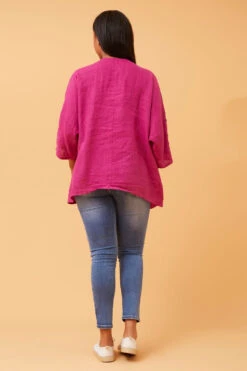 ZONYA SEQUIN PATCH LINEN TOP -Printedcarpetus c0e0b87bf8f2ac0f31f202206df3fd65