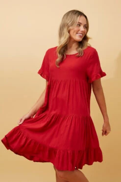 KELLY TIERED LINEN SHORT DRESS -Printedcarpetus c179f75302632673c76db6a1538ca442