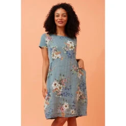 MESSINA FLORAL LINEN DRESS -Printedcarpetus c1c66ac99080b2439decb6973f4c8465