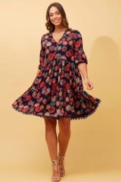 ARRAN ABSTRACT BOHO BABYDOLL DRESS -Printedcarpetus c2a75832e3e2de44ed512dc7ddf5087d