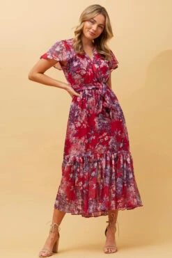 DAWN FLORAL TIERED MIDI DRESS -Printedcarpetus c2b11582d9b4ecefc63b78ad19f6247f