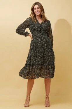 LORI DITSY FLORAL TIERED MIDI DRESS -Printedcarpetus c39f026b012d91c578a8ad6042bc5b66