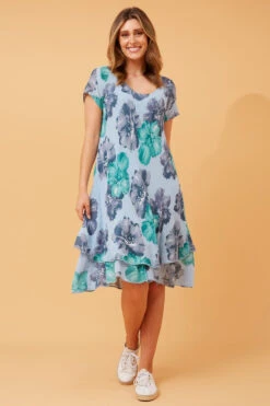 ELECTRA DOUBLE LAYER FLORAL DRESS -Printedcarpetus c3e72c2d43717eb1165ccba95fdfeb37