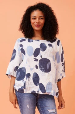 CARMELLA ABSTRACT PRINT LINEN TOP -Printedcarpetus c3f189d6713183d33224a423d9866da5
