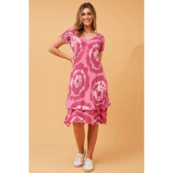ELECTRA DOUBLE LAYER PRINTED DRESS -Printedcarpetus c4efc2109177edd9836738bf39421b4a