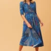 Stella GRACE PEACOCK PRINT MIDI DRESS -Printedcarpetus c5c3700248ee8aa3311c57d3ff900aa0