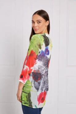 FLORAL PLEATED TUNIC TOP -Printedcarpetus c5e98fbfe41b9c3914b0445083dcf572