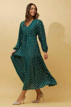 CRYSTELLE TEARDROP FOIL PRINT MAXI DRESS -Printedcarpetus c7493519732c8b091ae9056e607d78c8