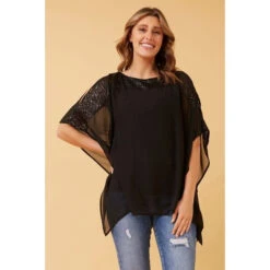 MARILYN SEQUIN COLD SHOULDER TOP -Printedcarpetus c89cfaaf6b85ae717792c1c8de6281f2