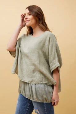 GIANA OVERSIZED DOUBLE LAYERED LINEN TOP -Printedcarpetus c913361dbcc6d550c8995678a0c625be