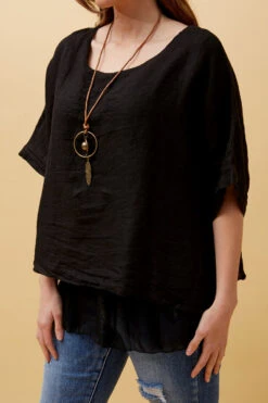 GIANA OVERSIZED DOUBLE LAYERED LINEN TOP -Printedcarpetus ca2ea00d251a5e98cbae6421c5ed2759