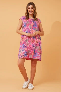 SISLEY FLORAL LINEN SHIFT DRESS -Printedcarpetus ca6cf4ebf7b17f9434ff8653921861b3