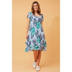 ELECTRA DOUBLE LAYER FLORAL DRESS -Printedcarpetus cacb7c292f75fb5e378832467f97952b