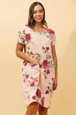 MESSINA FLORAL LINEN SHORT DRESS -Printedcarpetus cb42f93eb133d0d6fa792332ab31bdc6