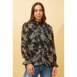 DIANA LEAF PRINT BLOUSE -Printedcarpetus cb590619eeb585c140fde66438ef8e49