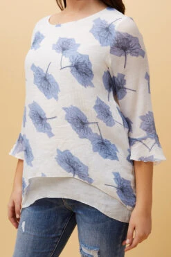 RUMI DOUBLE LAYER LEAF PRINT TUNIC TOP -Printedcarpetus cba269edd1552e2dc7b77a19f405a93d
