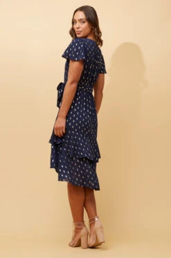 IZZY GOLD TEAR DROPMIDI DRESS -Printedcarpetus ccbad583bef55dc5c8d166e7fdebdf77