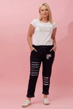 AIDA SEQUIN PATCH JOGGERS -Printedcarpetus cdfc844469c98fd4246781f436bda415