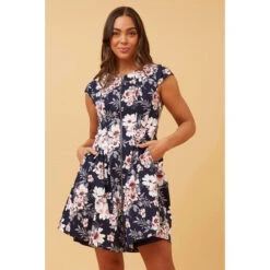 ZHALA FLORAL ZIP FRONT DRESS -Printedcarpetus ce012518077cb51bcee89ebad7fd7d72