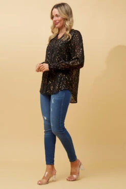 ROMITA FOIL PRINT BLOUSE -Printedcarpetus cef1f60405823fe0c1a950aa1b05ae33