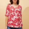 KENDRA BUTTON DETAIL FLORAL TOP -Printedcarpetus cf7d0ad5f35dcaab9fb0347fa5674288