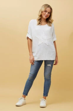 ZONYA SEQUIN STAR PATCH TOP -Printedcarpetus cfbe991037ff0dc9da26f656251278e5