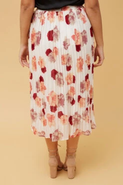 REESE FLORAL PLEATED MIDI SKIRT -Printedcarpetus d004c30797d1170fec54b1e6e772fea4