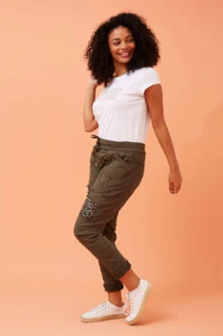 JANJA SEQUIN PATCHWORK PRINT JOGGERS -Printedcarpetus d0f9ac4b1f1ad361516d7ef5c0f95271