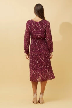 ZANETTA ABSTRACT PRINT TIERED PLEATED MIDI DRESS -Printedcarpetus d16d644b744de970d3f86e82116d3084