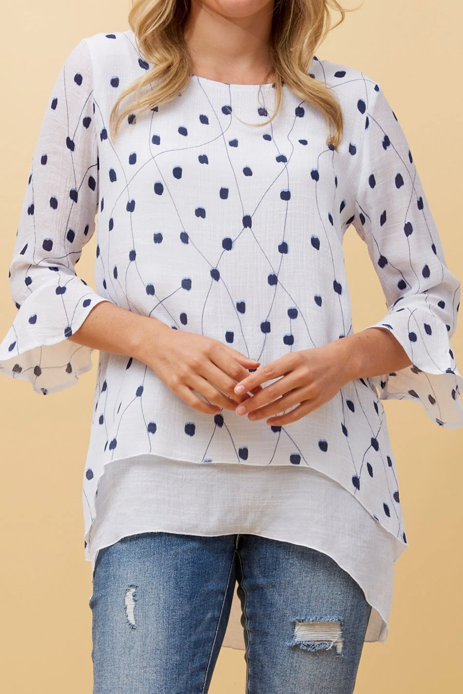 RUMI DOUBLE LAYER DOTTED TUNIC TOP 9 RUMI DOUBLE LAYER DOTTED TUNIC TOP - Image 7