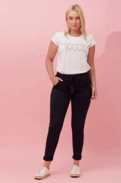 JANJA SOLID DENIMJOGGERS -Printedcarpetus d1a20fb084718c73c3c57355dd3785ca