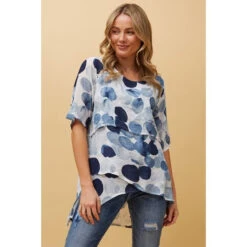 DOUBLE LAYER ASYMMETRICAL HEM TOP -Printedcarpetus d2990fd70a6b8ccd1ca8b01a3c9f4da0