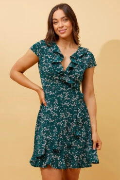 FRIDA FLORAL MOCK WRAP DRESS -Printedcarpetus d2e1823c45a2598830a2b5fc97c62563