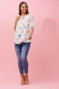 POLKA DOT PEASANT TOP -Printedcarpetus d2fa0bc5986f26ae9b677fdbe6b41a3f