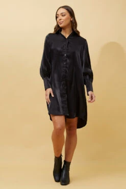 GERTIE SATIN SHIRT MIDI DRESS -Printedcarpetus d3158256744d7e95a5e869ed817d5a4d