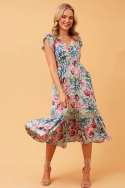 Stella MOROCCO FLORAL BOHO MIDI DRESS