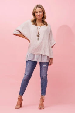 GIANA OVERSIZED DOUBLE LAYERED LINEN TOP