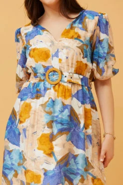 KATINA FLORAL BELTED MIDI DRESS -Printedcarpetus d4631df20389f32278e27db9a38874d7