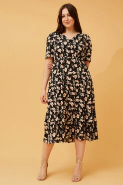 KYAH FLORAL MIDI DRESS -Printedcarpetus d5052334ecc02104a8156cc0d762d7dd