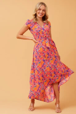 NERIDA WRAP FRONT MIDI DRESS -Printedcarpetus d65acc1fd50dcc077049152d6b68c953