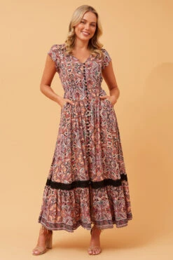MOROCCO PAISLEY BOHO MAXI DRESS -Printedcarpetus d70809df9db74ae52530e0dbfa991a17
