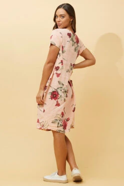 MESSINA FLORAL LINEN SHORT DRESS -Printedcarpetus d724a29f1b9d6c63deeae1ee1b59a098