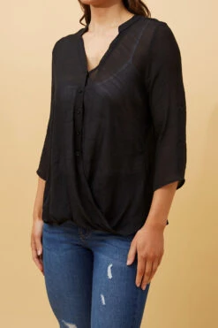 AMITY ROLL UP SLEEVE DRAPE TOP -Printedcarpetus d7ff3ce35b8a73fed446bb6a79fbb2fa