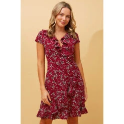 FRIDA FLORAL MOCK WRAP DRESS -Printedcarpetus d819c94049216afa6764aa9151b733bd