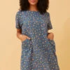 VINE DITSY FLORAL SHIFT DRESS -Printedcarpetus d81c1f34cc31f3519f628fe0a9428826