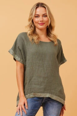 SOULA SEQUIN LINEN TOP -Printedcarpetus d916eab25a9f6b8f963e7c79ce42344e
